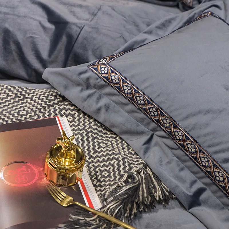 Темно-серый комплект постельного белья вельветовое постельное белье простыня