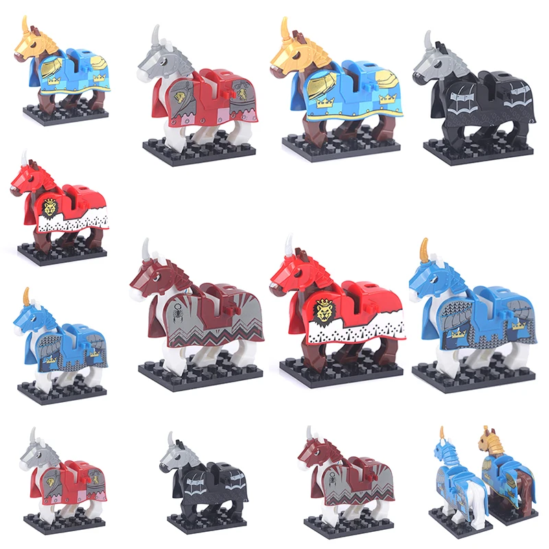

1PC War Knight Armor Horse With Saddle Theme Animal Building Blocks Model Toys Assembled Toy For Children Kids