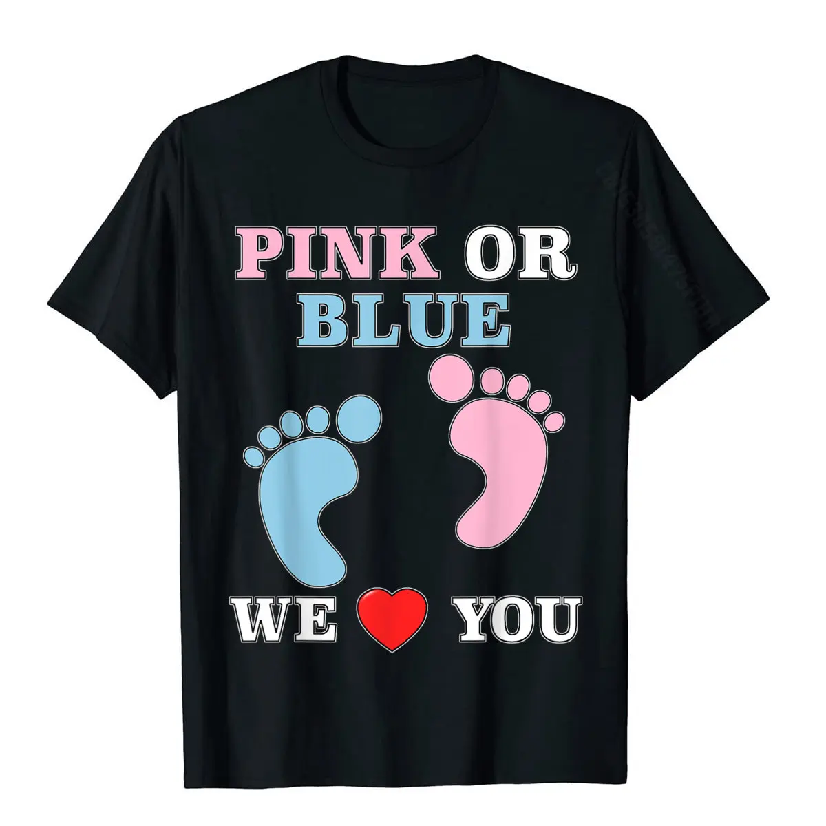 Pink Or Blue We Love You Heart Baby Shower Gender Reveal T-Shirt Tops & Tees Fashion Summer Cotton Young T Shirts Summer