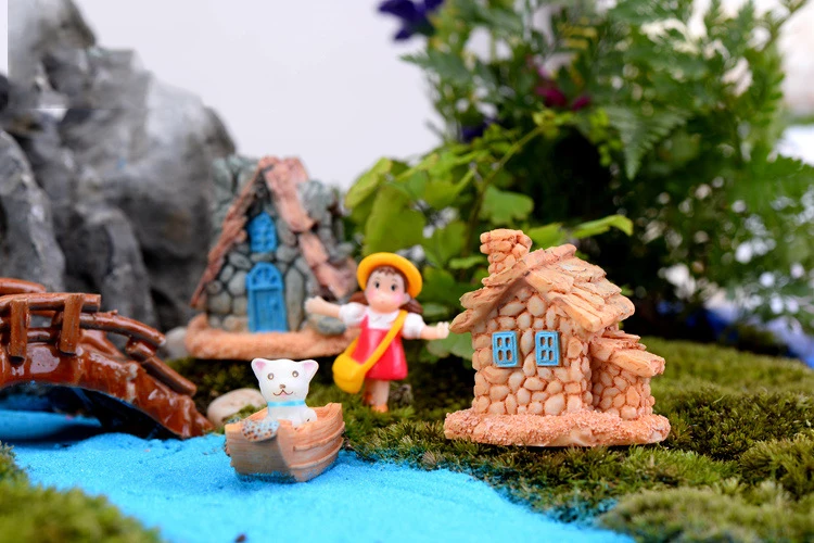 2 шт Деревенский домик фигурки декоративный дом мини сказочный сад аквариум