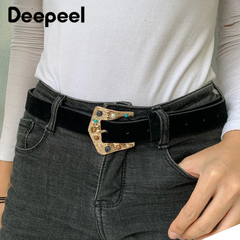 

Deepeel 1pc 2.8*109cm New Suede Ladies Belts Fashion Color Diamond Decoration Pin Buckle Belt Luxury Crafts Female Waist Corset
