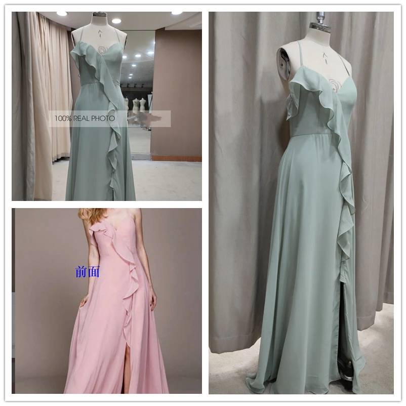 

Платье женское длинное розовое с оборками, пикантный сарафан на бретелях-спагетти, с открытой спиной и высоким разрезом, без рукавов, для подружки невесты, на лето