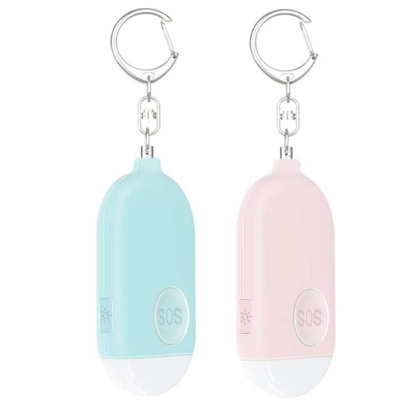 

2 шт. перезаряжаемых персональной звуковой сигнализации, дБ громкие сигналы светодиодный светильник кой, с брелоком для женщин, пожилых люд...