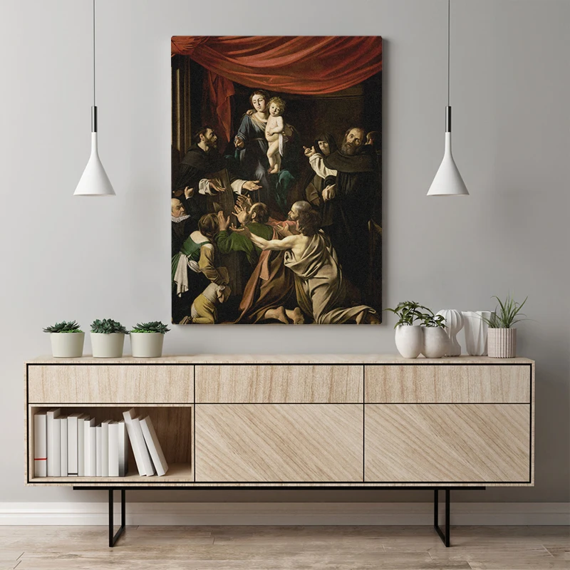 Картина &quotМадонна Розарий Караваджо&quot холст постер настенное искусство декор