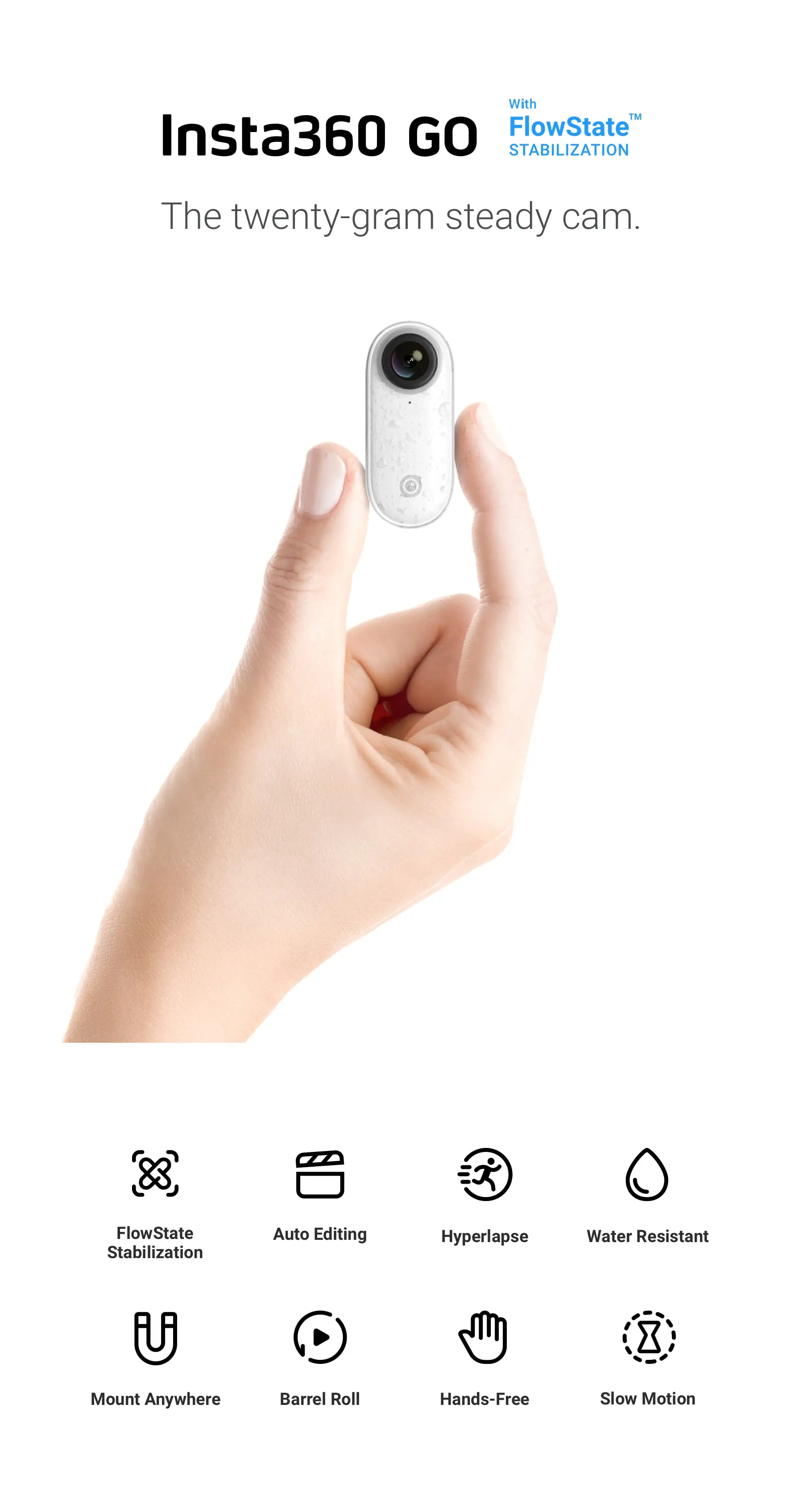 Insta360 GO Camear Спортивная Экшн-камера Insta 360 Go 1080P стабилизированная камера AI авто-монтаж Hands-free для iPhone и Android