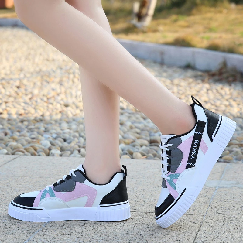 

2021 Women Sneakers Fashion Shoes Spring Trend Casual Flats Sneakers Female New Fashion Comfort White Vulcanized Platform Shoes