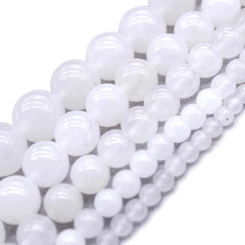 Natural Stone White Snow-white 4/6/8/10/12mm Round Beads DIY Accessorie Handmade Bracelet Bangle Necklace For Jewelry Making | Украшения и