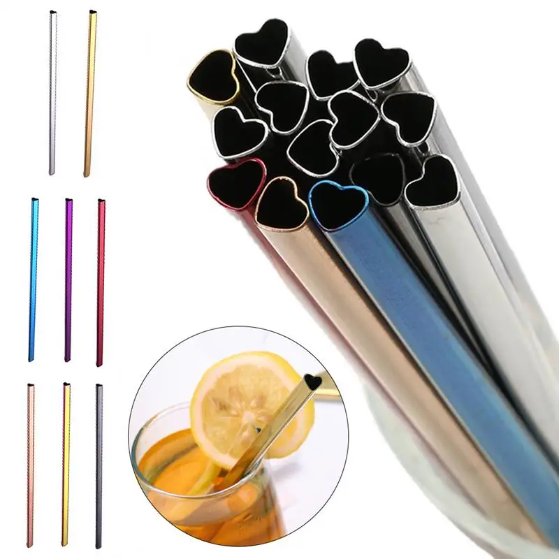 

Mixed Color Reusable Metal Drinking Straw Colorful Stainless Steel Straws For Drinks Party Milkshake Tea Straw Bar Accessory