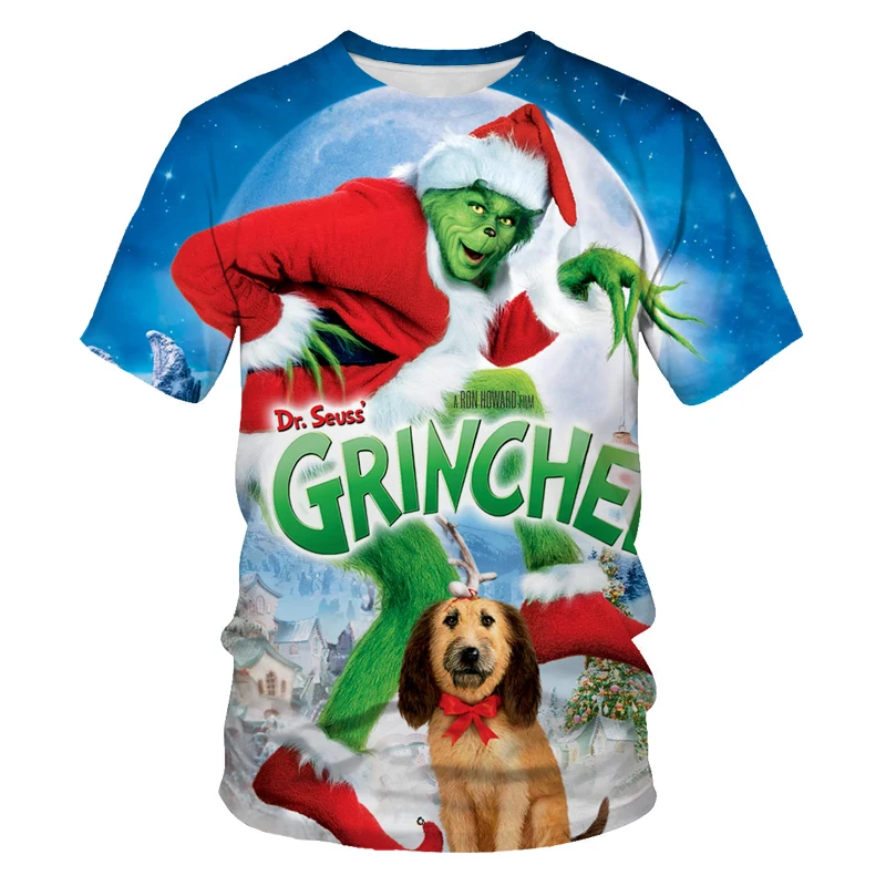 

2021 children's summer new 3DT shirt Santa Claus 3D digital printing T-shirt Teen fashion comfortable O-neck short sleeve