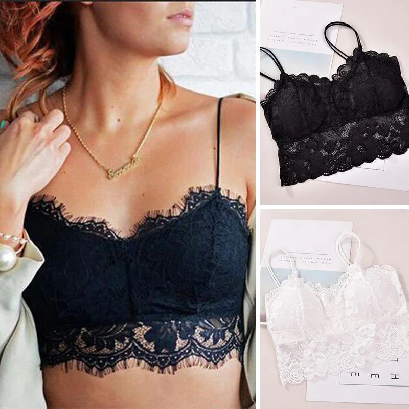 

Stylish Women Solid Crochet Tank Tops Sleeveless Lace Flower Hollow Out Bralette Bra Cami Sexy Crop Top Underwear