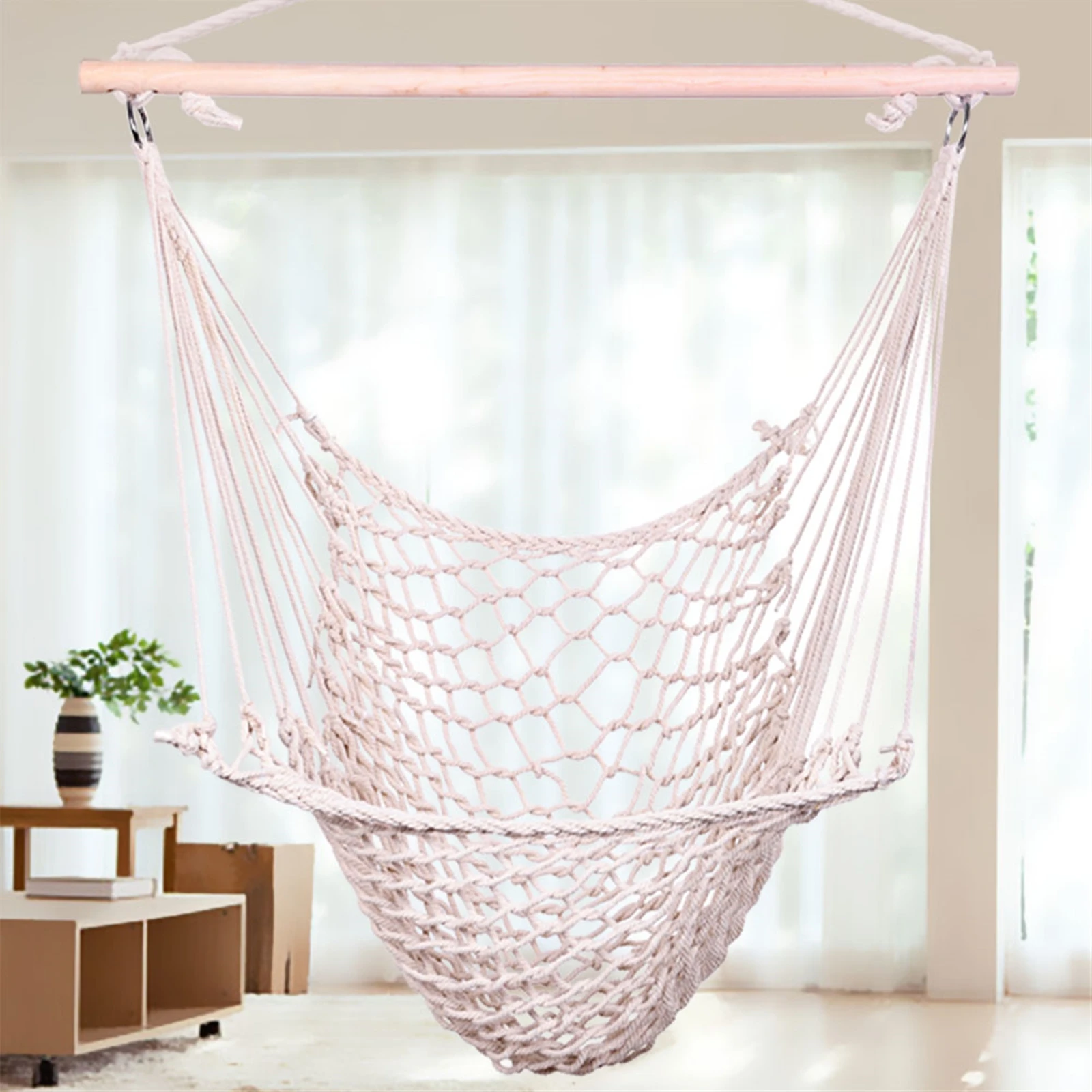 

Nordic Cotton Rope Hammock Chair Handmade Knitted Indoor Outdoor Kids Swing Bed Adult Swinging Hanging Chair Hammock