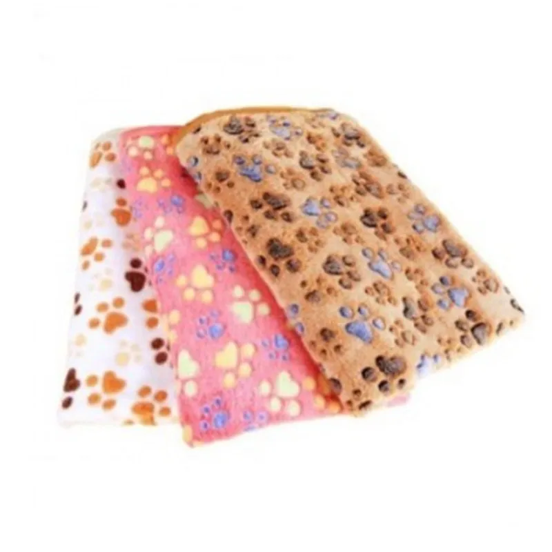 

60*40cm 3 colors paw print coral fleece dog blanket teddy dog bed winter blanket warm and soft dog supplies pet bed