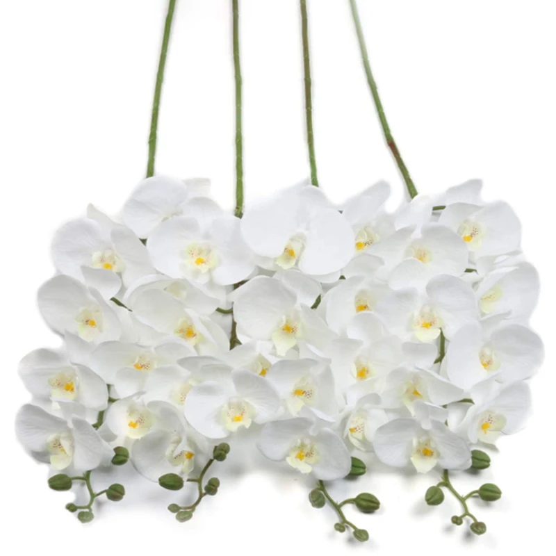 

4Pcs Tabletop Phalaenopsis Artificial Flower with Leaves Home Decoration Furnishings Artificial Flowers Wedding Flower