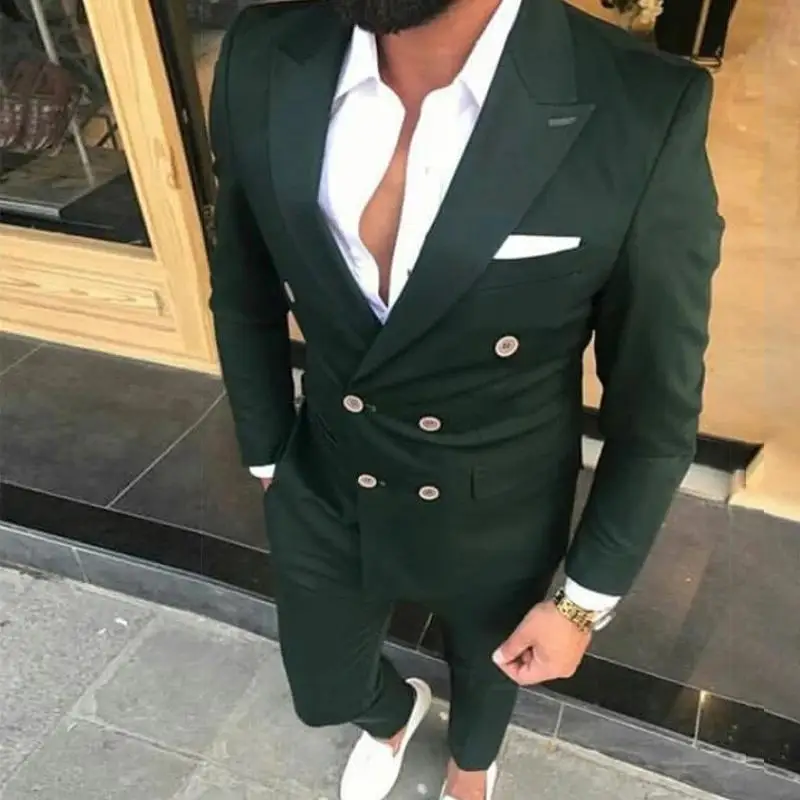 New Dark Green Men Suits Casual Business Wedding Suits For Men Best Man Blazer Groom Tuxedos Slim Fit Costume Homme Mariage