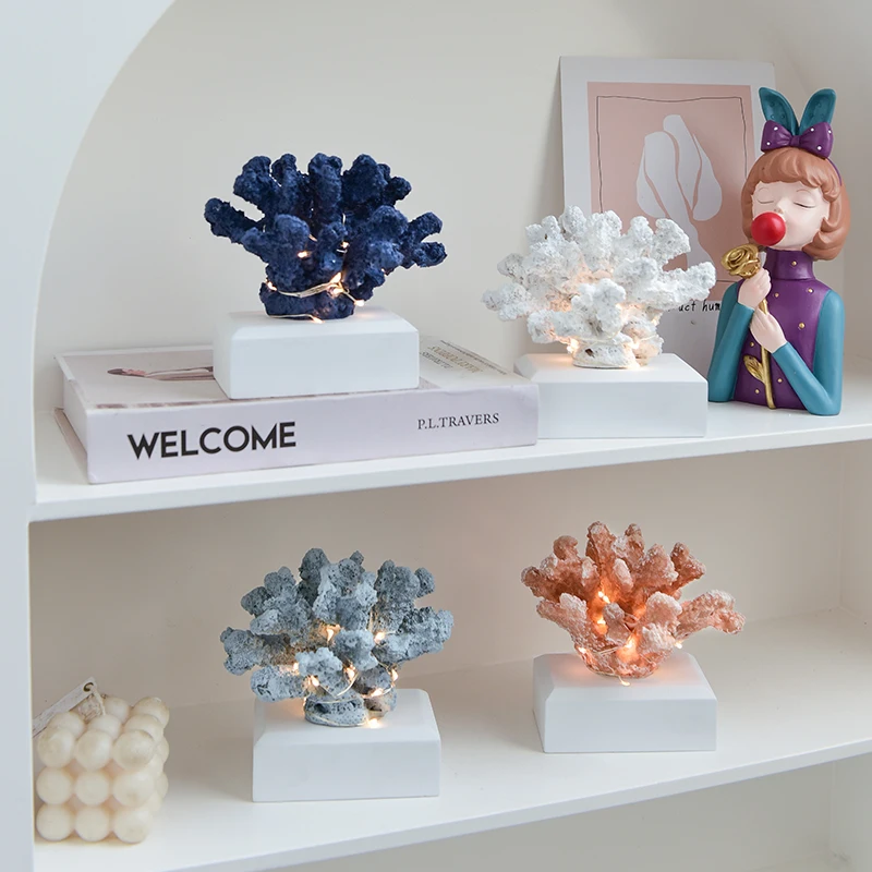 Коралловая ракушка скульптура светодиодный Светодиодная настольная лампа для