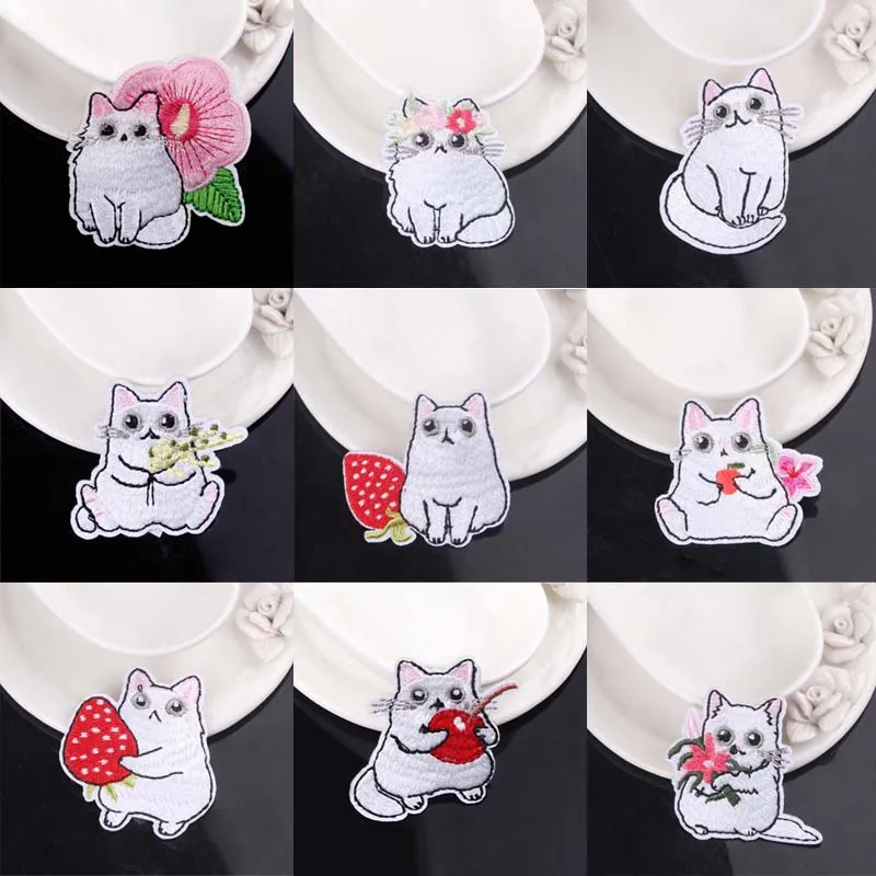 Нашивки сделай сам с милым котом Высококачественная вышивка нашивка для одежды
