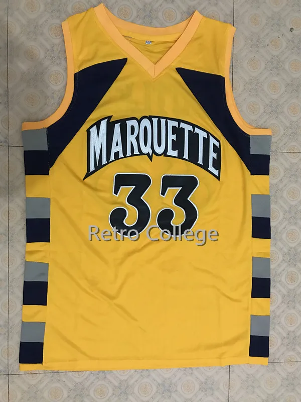 

#33 Jimmy Butler College Marquette Golden Eagles Retro Basketball Jersey Stitched Customize any name and number