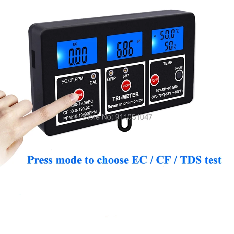 PH EC TDS ORP CF измеритель влажности 7 в 1 монитор качества воды Acidimeter тестер