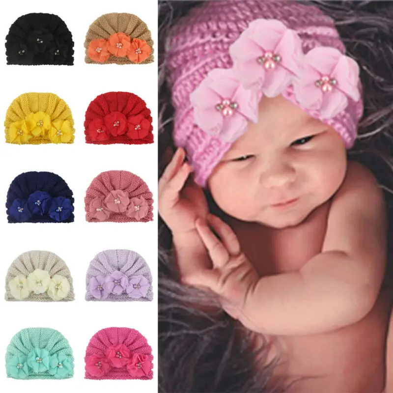 Милая Детская Шапка бини с бантом и жемчугом|Шапки кепки| |