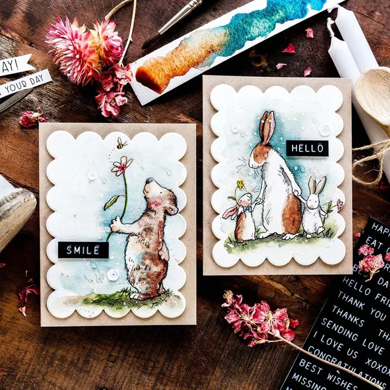 

Cutting Die And Stamp Sentence Birthday Phrase Rabbits Family Trees Ice Cream Embossed Paper Card For DIY Scrapbook 2021 New