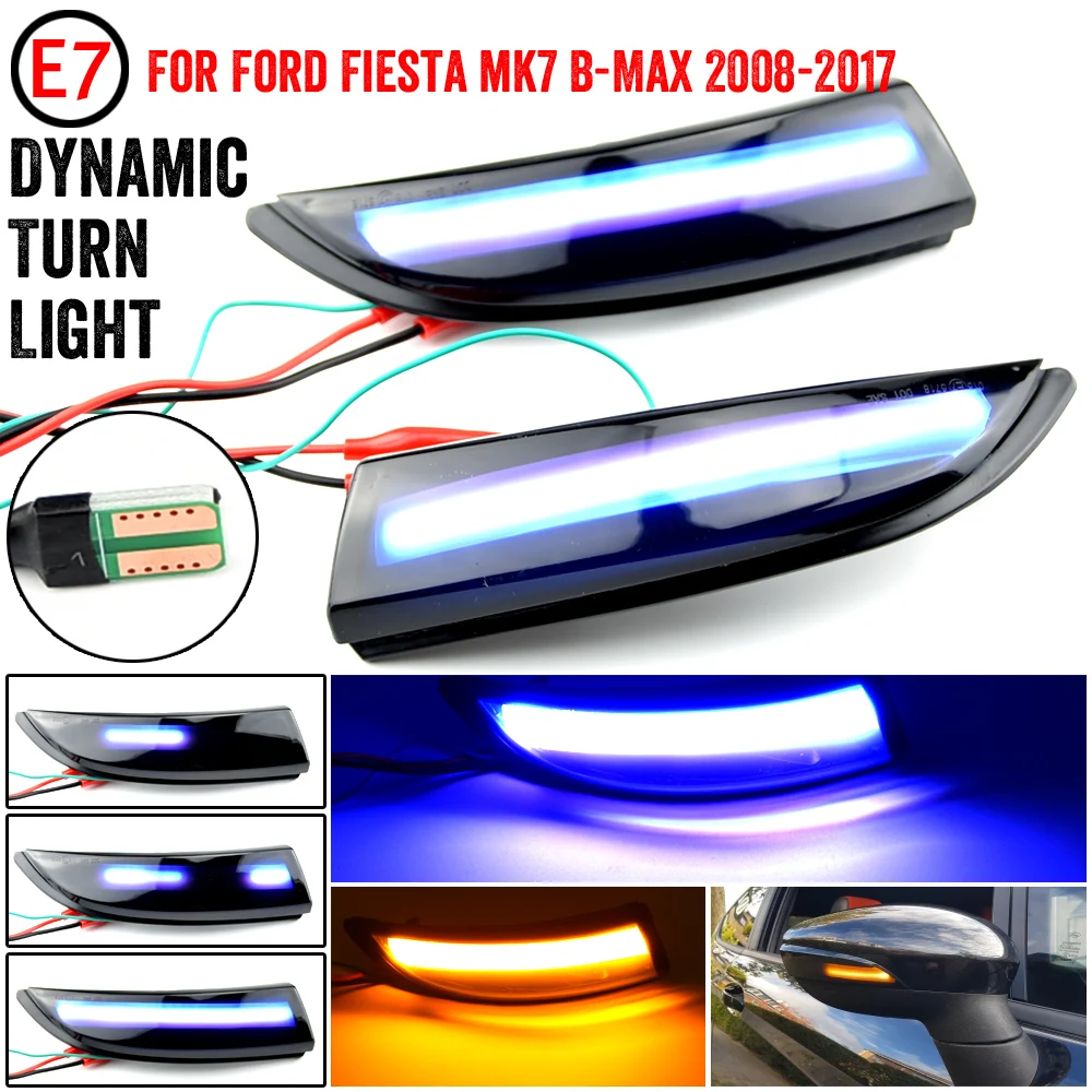 

2x LED Turn Signal Dynamic Blinker For Ford Fiesta MK6 VI/UK MK7 Focus B-Max 2012-2017 Flowing Sequential Indicator Mirror light