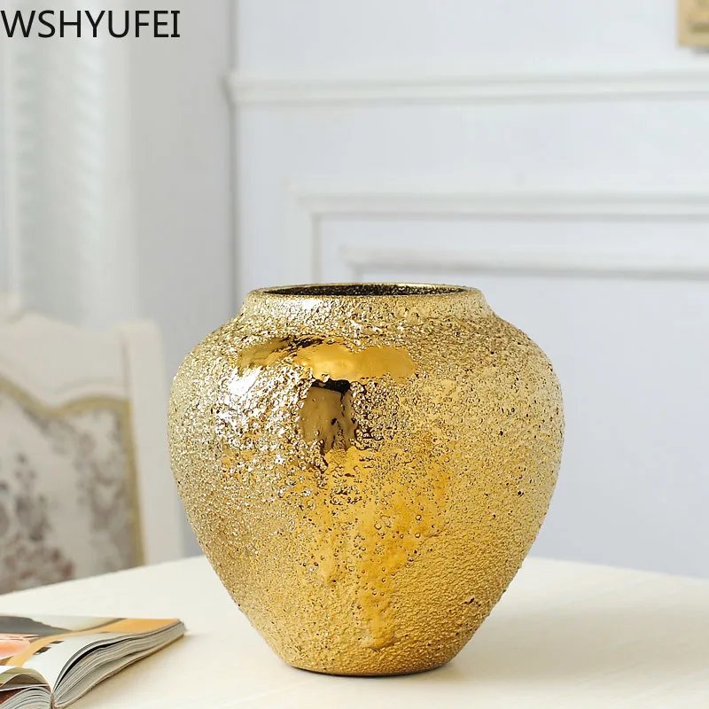 Золотая керамическая абстрактная ваза украшение для дома настольное