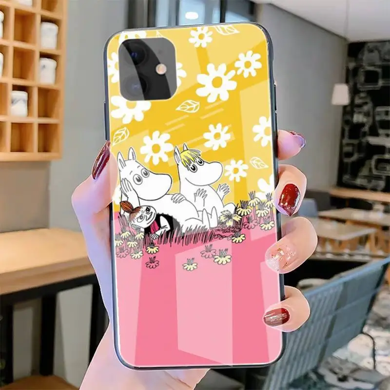 

Cute Moonins Cartoon Phone Case Tempered Glass For Iphone6plus 6S 7 7plus 8 X XS XSmax XR 11 12 Pro Max 12mini