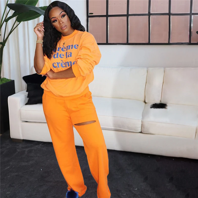 

Two Piece Sweatsuit for Women Long Sleeves Top Set Sweatpants Baggy Casual Tracksuit Jogger Matching Sets Wholesale Dropshipping