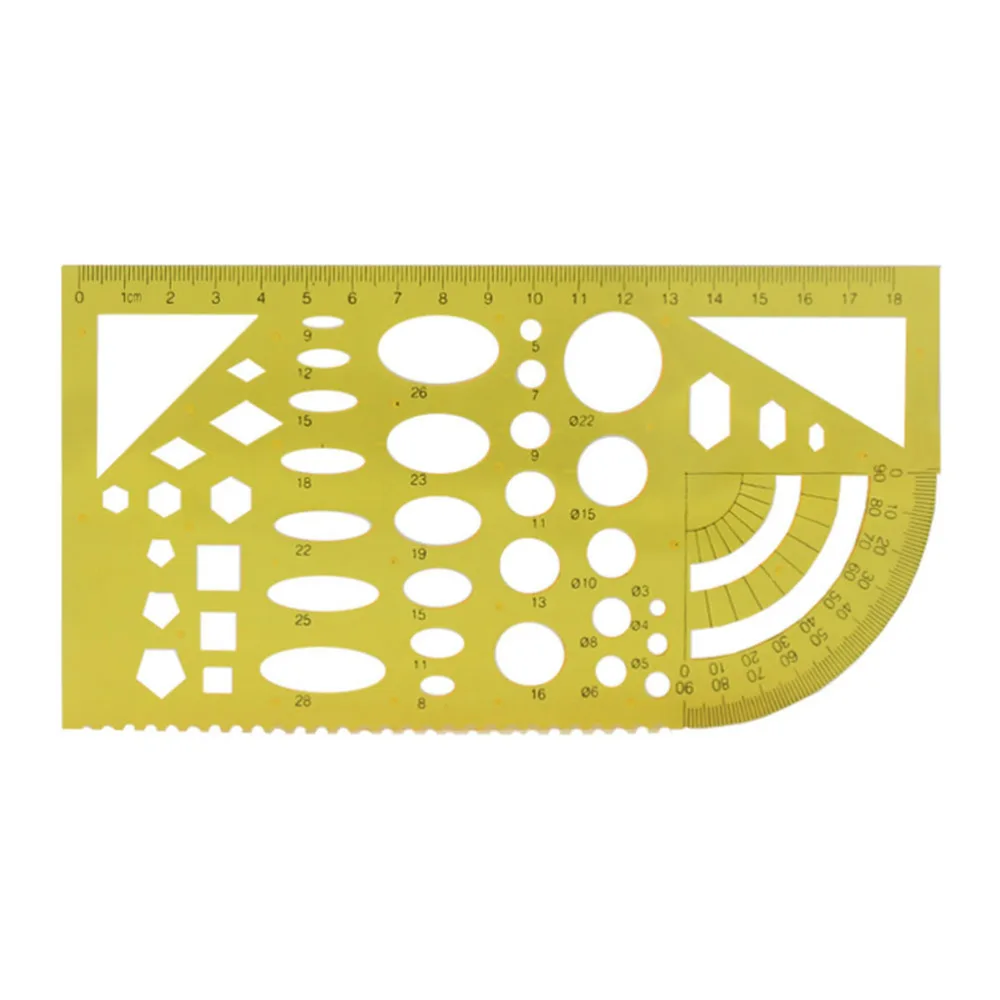 

1 Set Hollow-out Circle Drawing Template Draft Ruler Measuring Geometric Ruler Stationary Supplies for School Office (Ye