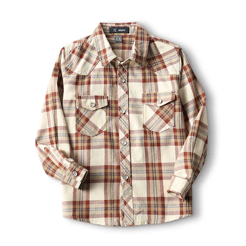 Новинка Детские рубашки модные классические повседневные из 100% хлопка в клетку