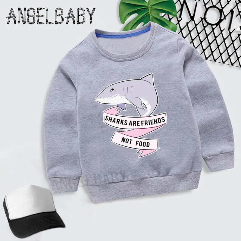 Для детей в виде пасти акулы друзья не еда/демоны дизайн худи для мальчиков и