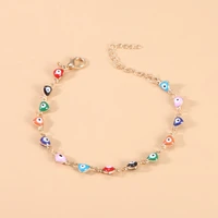 gold color chain bracelets personality enamel multicolor love heart eyes charm bracelets for women girls jewelry