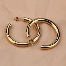 Oversize Gold Hoop Earring Simple Thick Round Circle Stainless Steel Earrings for Women Punk Hiphop Jewelry Brincos 2022