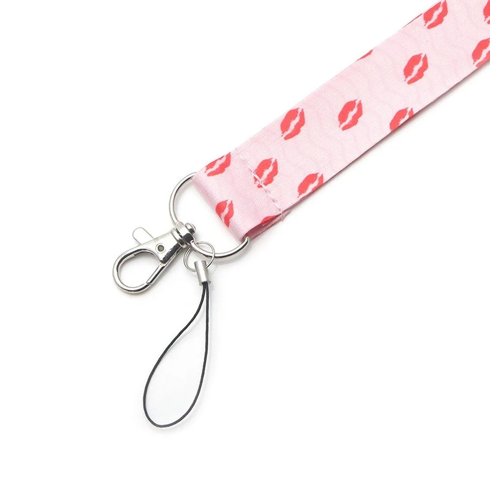 Шнурок Kiss с рисунком губ для ключей от телефона полноцветный индивидуальный