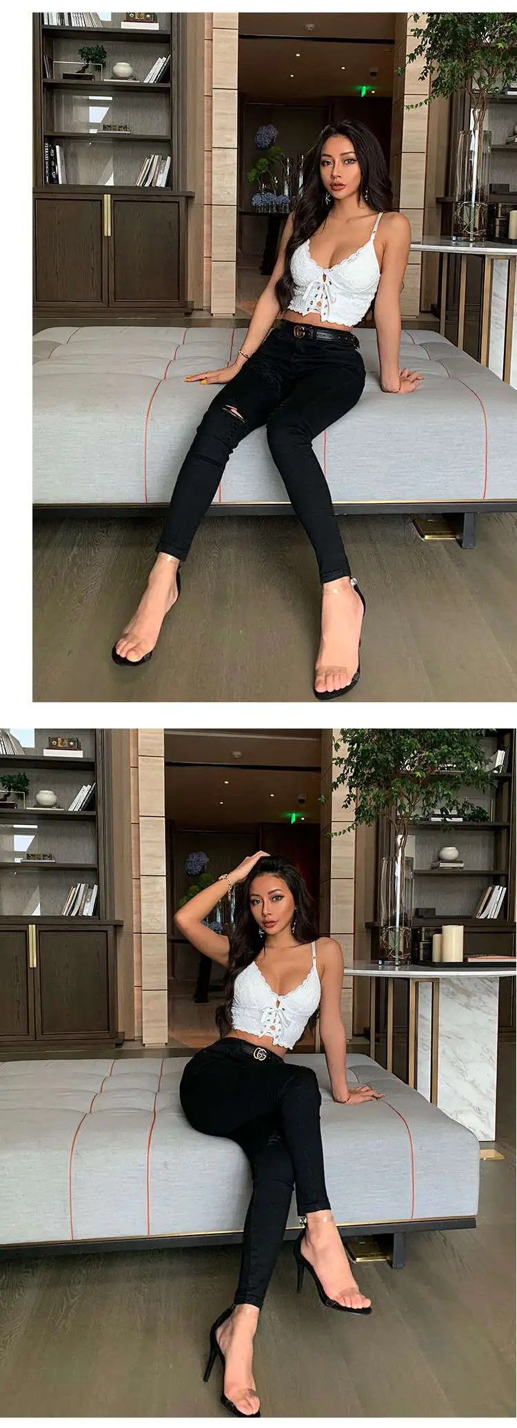 XIBANI Sexy Lace Strap Backless Short Women Crop Top Nightclub Solid Black Lace Up Summer Beach Boho Women Camis Top Tank Top