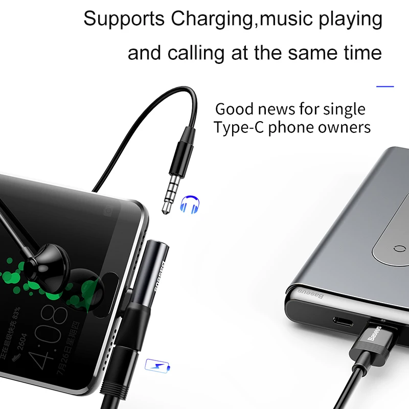 Baseus USB Type C to 3.5mm Jack Adapter For Xiaomi Mi 10 Huawei P40 P30 Type-C OTG Charging Cable Earphone Extension | Мобильные
