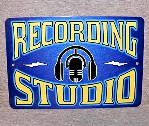 

Metal Sign Recording Studio Sound Mixing Audio Engineer Music Technician Sound Control Room Aluminum Garage Blue,