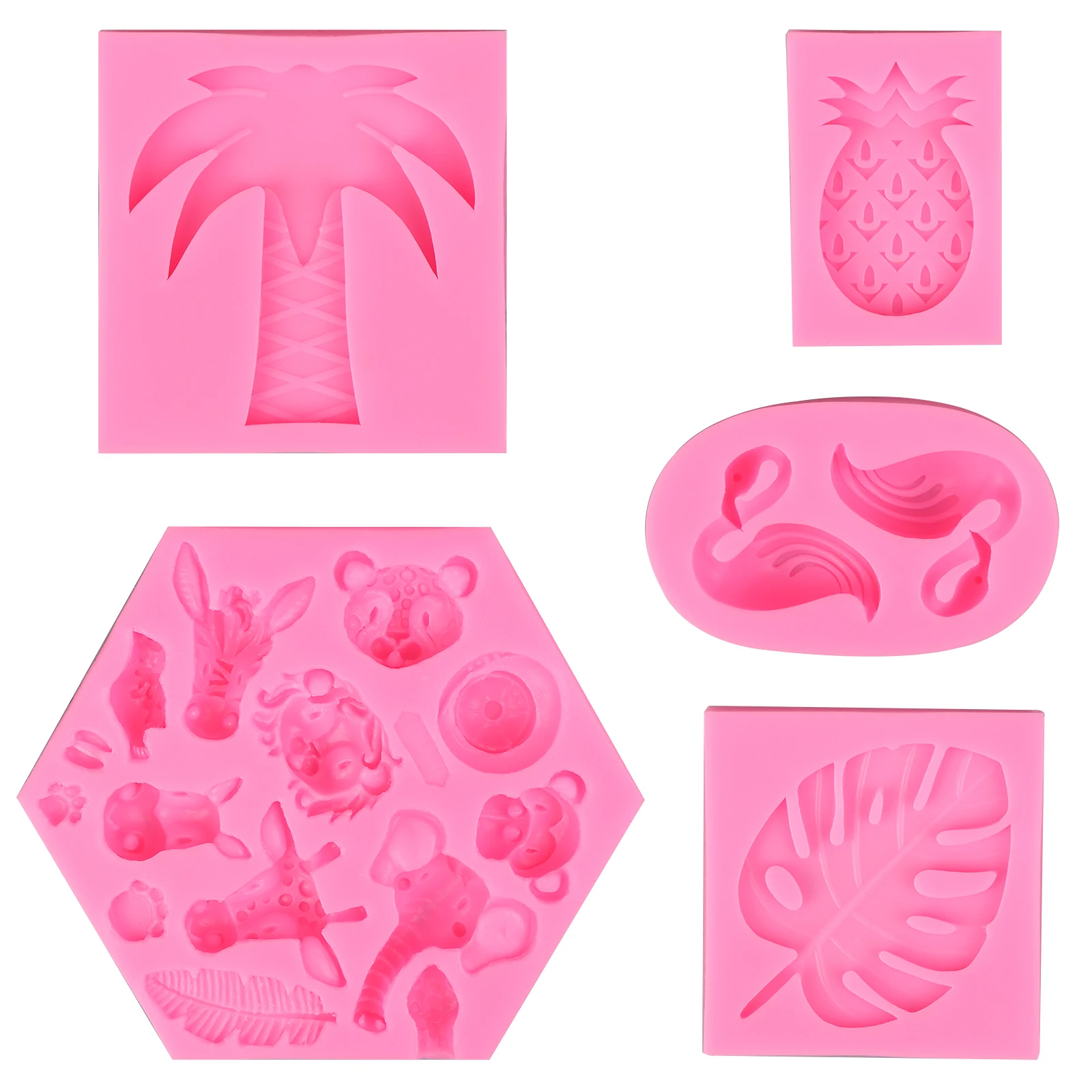 

Theme Cake Fondant Molds - 5 Pack Flamingo Pineapple