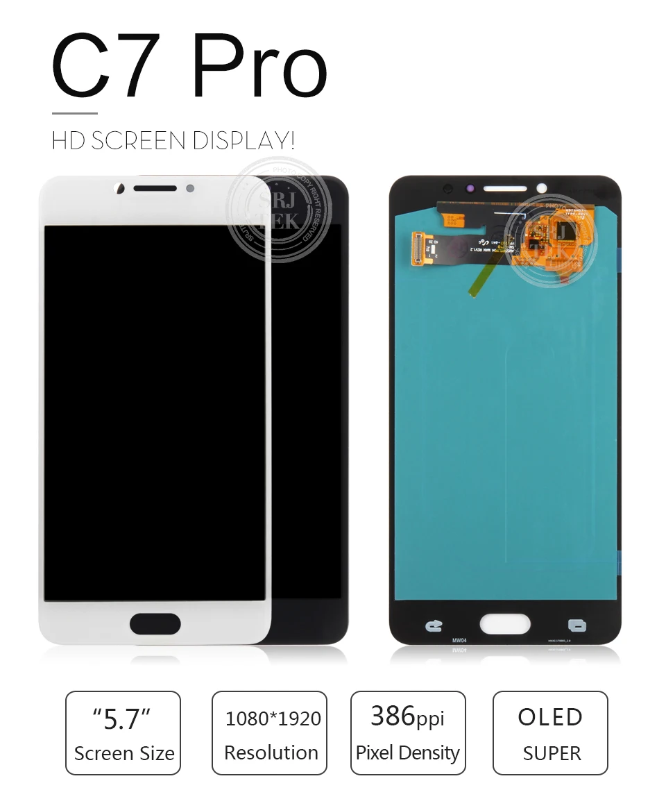 OLED/TFT Srjtek для samsung Galaxy C7 Pro дисплей ЖК сенсорный дигитайзер сенсор стекло сборка для samsung Galaxy C7 Pro C7010 ЖК