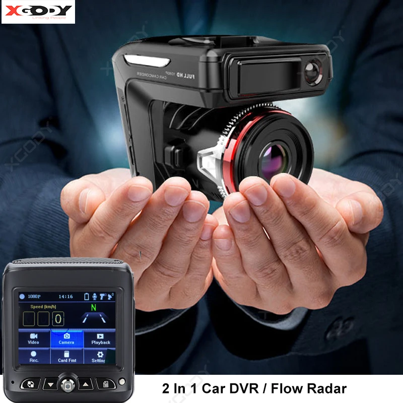 XGODY 2 в 1 HD Автомобильный видеорегистратор радар 2,4 ''HD экран дисплея ABS корпус детектор скорости автомобиль камера для приборной панели видеокамера рекордер