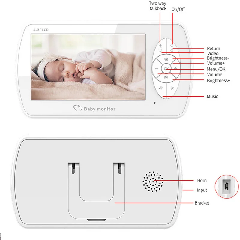 4 3 inch 1080p wireless baby monitor automatic lcd audio video security mini camera night vision baby room temperature detection free global shipping
