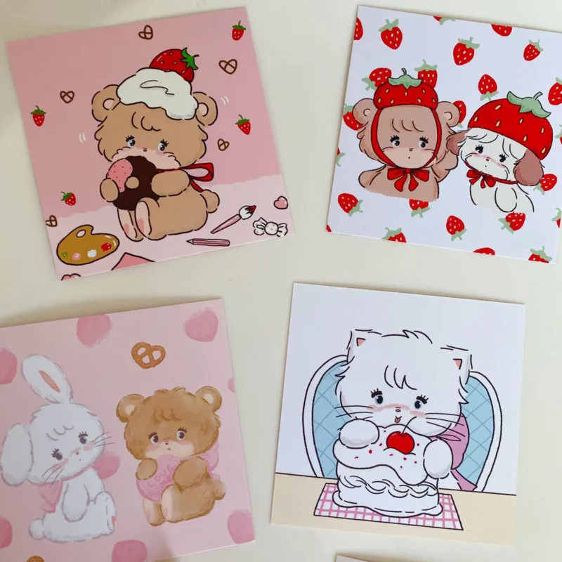 Корейская мультяшная Милая открытка в стиле Ins с медведем Кроликом