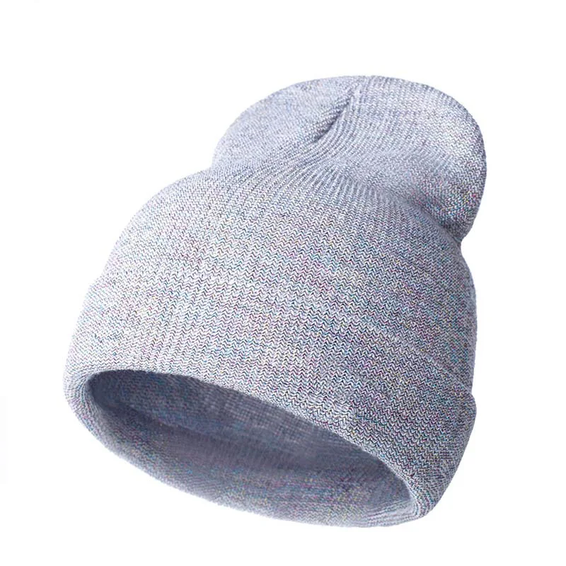 Новинка, женские облегающие шапочки, кепка для бедер, мужские шапочки, мешковатые зимние вязанные зеленые шапки, блестящие головные уборы - Цвет: 6