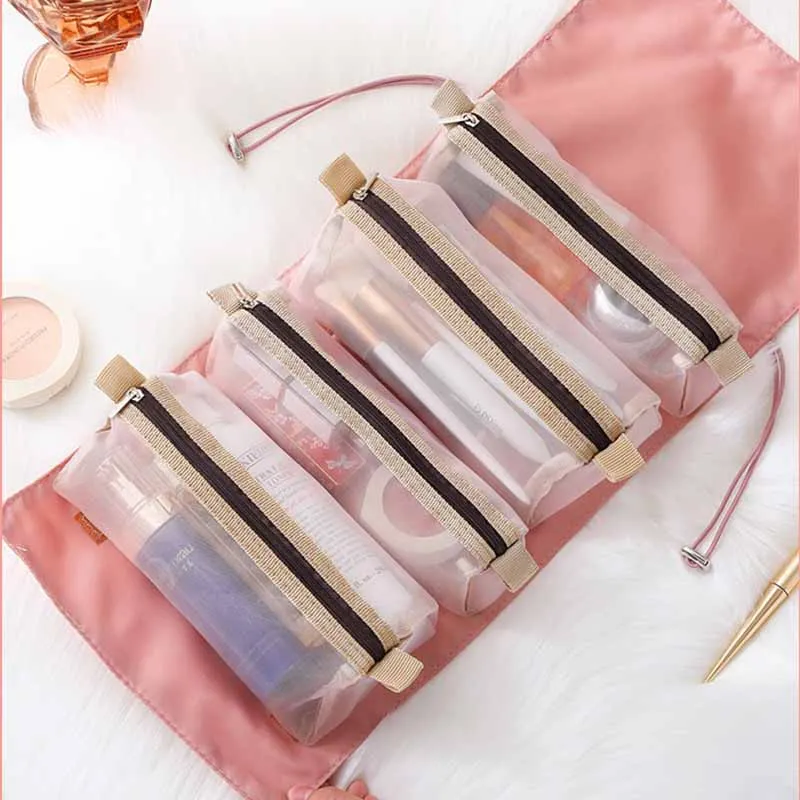 

Портативная дорожная косметичка, 4 в 1, съемная водонепроницаемая сумка для стирки, Классическая сумка для хранения, органайзер личной гигие...
