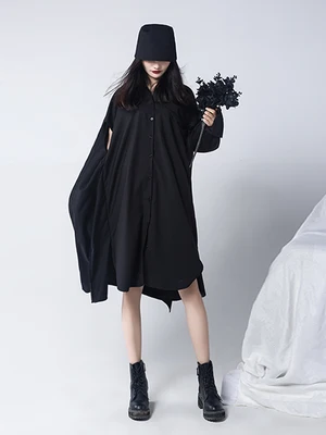 

Платье-рубашка женское, с длинными рукавами, нестандартный дизайн