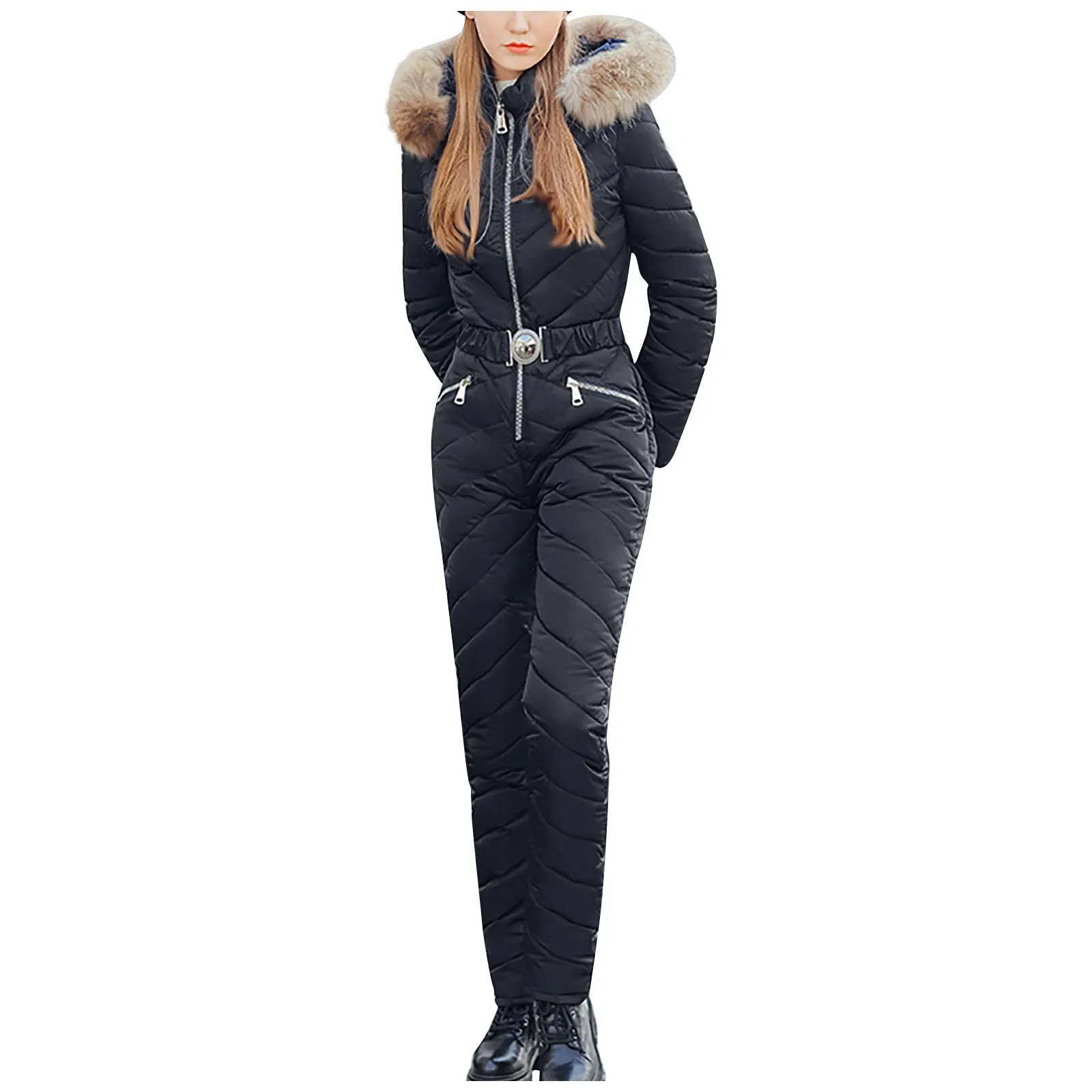 Женский зимний слитный лыжный костюм Корейская облегающая Плотная хлопковая