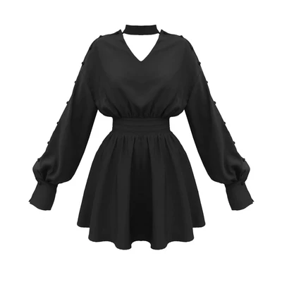 Ruibbit/Новое поступление хит продаж новое весенне осеннее черное платье в стиле