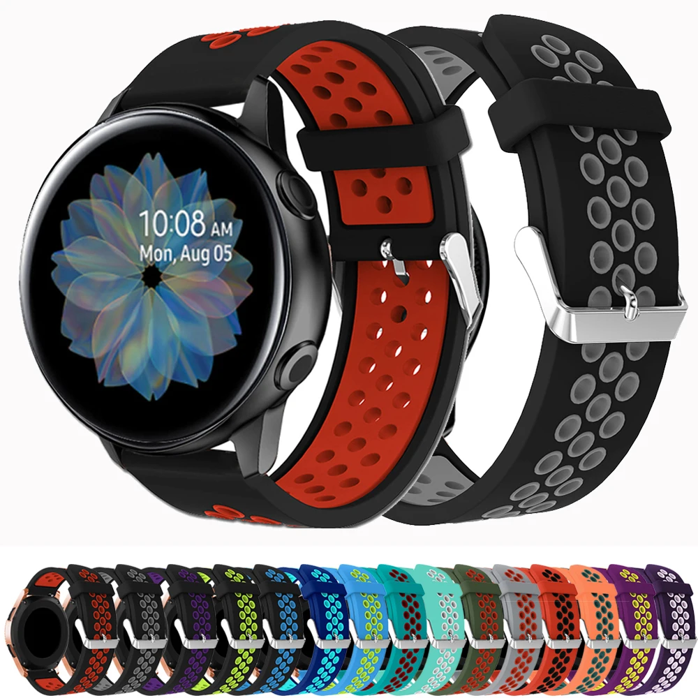 Ремешок силиконовый спортивный для Samsung Galaxy Watch Active 2 сменный Воздухопроницаемый