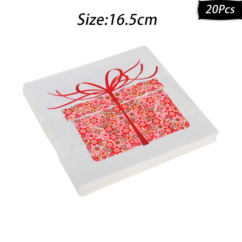 20pcs napkins-B Рождественские обертки для выпечки кексов, новогодние вечерние Декор кекса, украшения для рождественской вечеринки, Санта-торт-снеговик - Цвет: 20pcs napkins-B