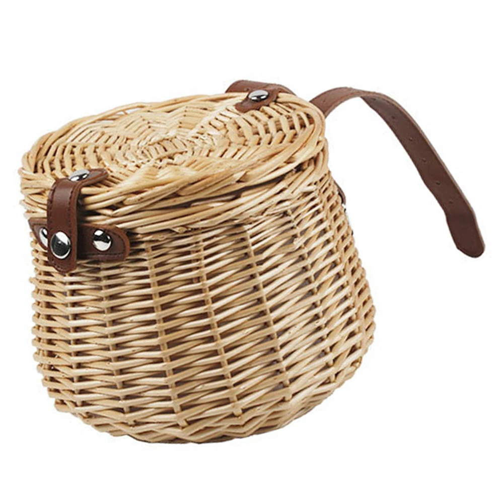 

Children Bike Basket Adjustable Wicker Front Handlebar Bicycle Basket Detachable Basket Cycling Accessories